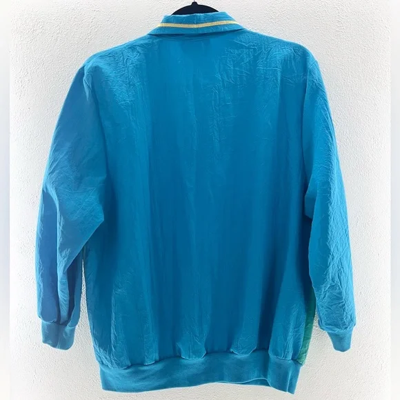 Vintage 80s Teddi Celestial Collared Blouse X Large Moon Stars Turquoise Purple - Picture 4 of 5